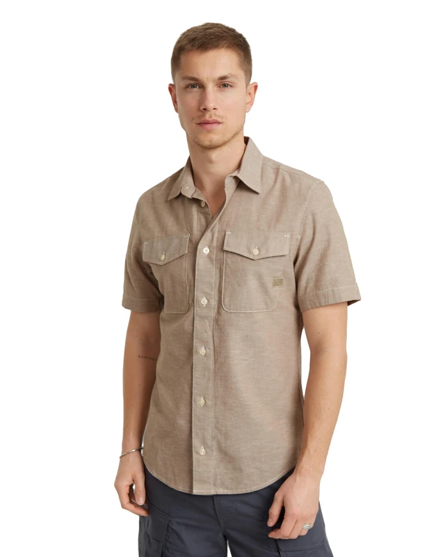 G-Star Men's Marine Slim Shirt , Multicolor (safari/ecru D19751-D123-G302), S