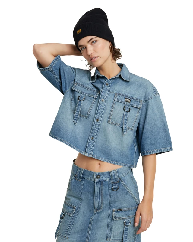 G-Star Women's Relaxed Utility Shirt , Blue (sun faded thames D24881-D539-G341), M