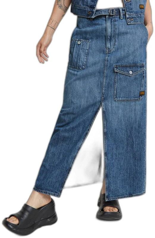 G-Star Women's Belted Cargo Long Skirt , Blue (faded cliffside blue D24886-D536-G326), 24