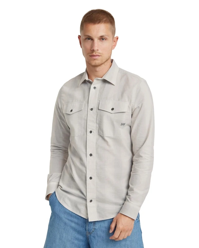 G-Star Men's Marine Slim Shirt, Multicolor (grey alloy shadow stripe D24963-D590-G452), XS
