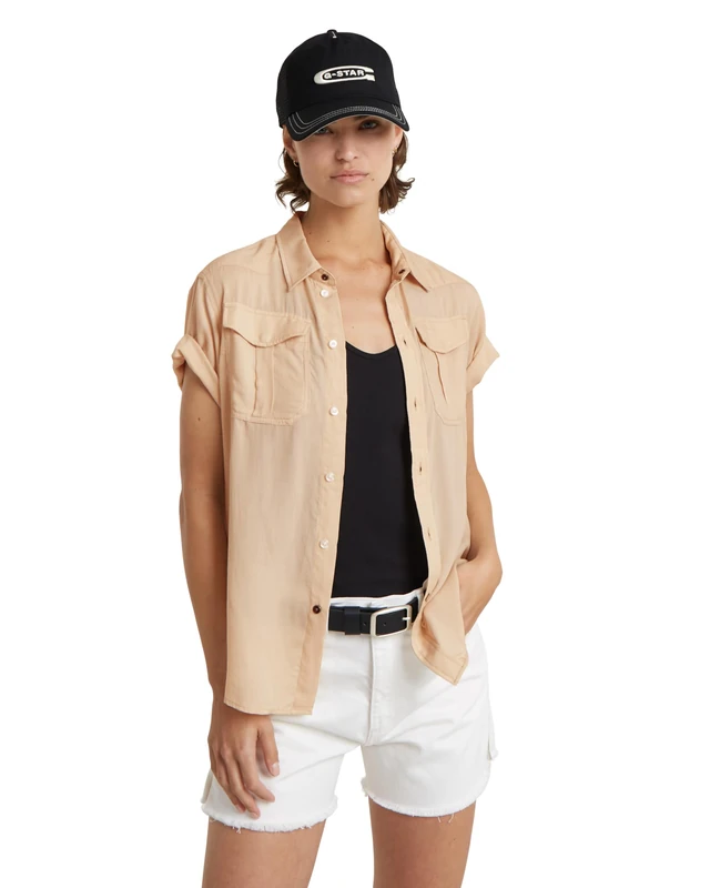 G-Star Women's Military Button Down Shirt , Beige/khaki (moonlight D24592-D572-G287), XS