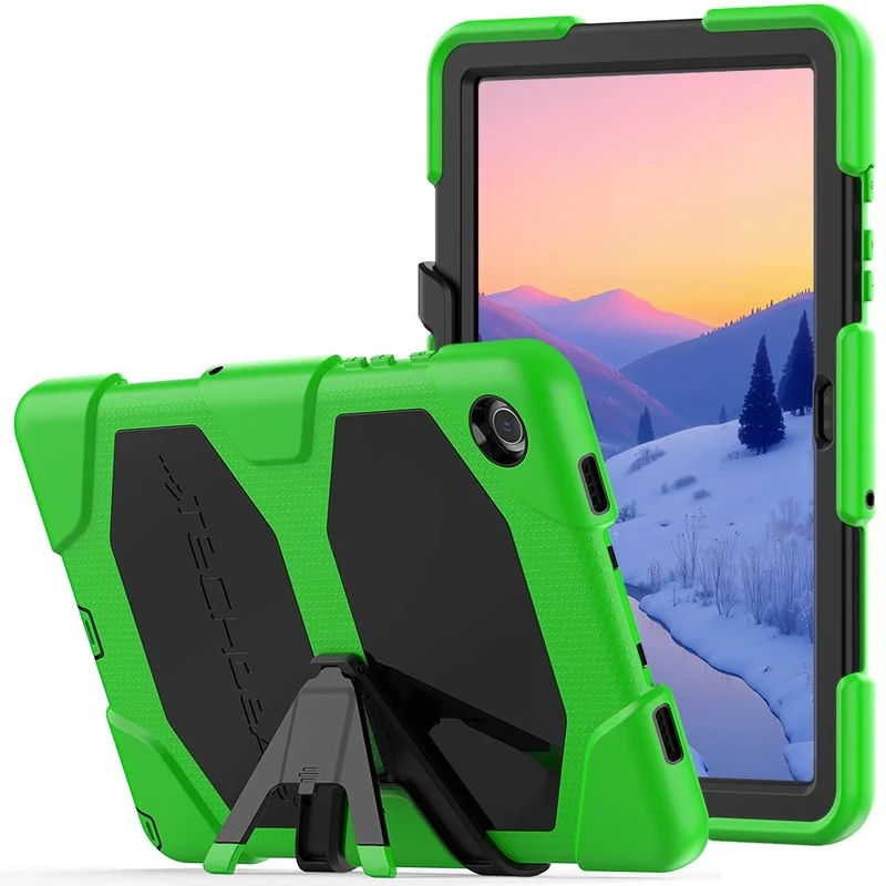 TECHGEAR G-SHOCK Case Fits Samsung Galaxy Tab A9 Plus 11" 2023 (SM-X210 / SM-X215) Tough Rugged HEAVY DUTY Armour Shockproof Impact Survival Stand Case - Kids Schools Builders Workman Case - GREEN