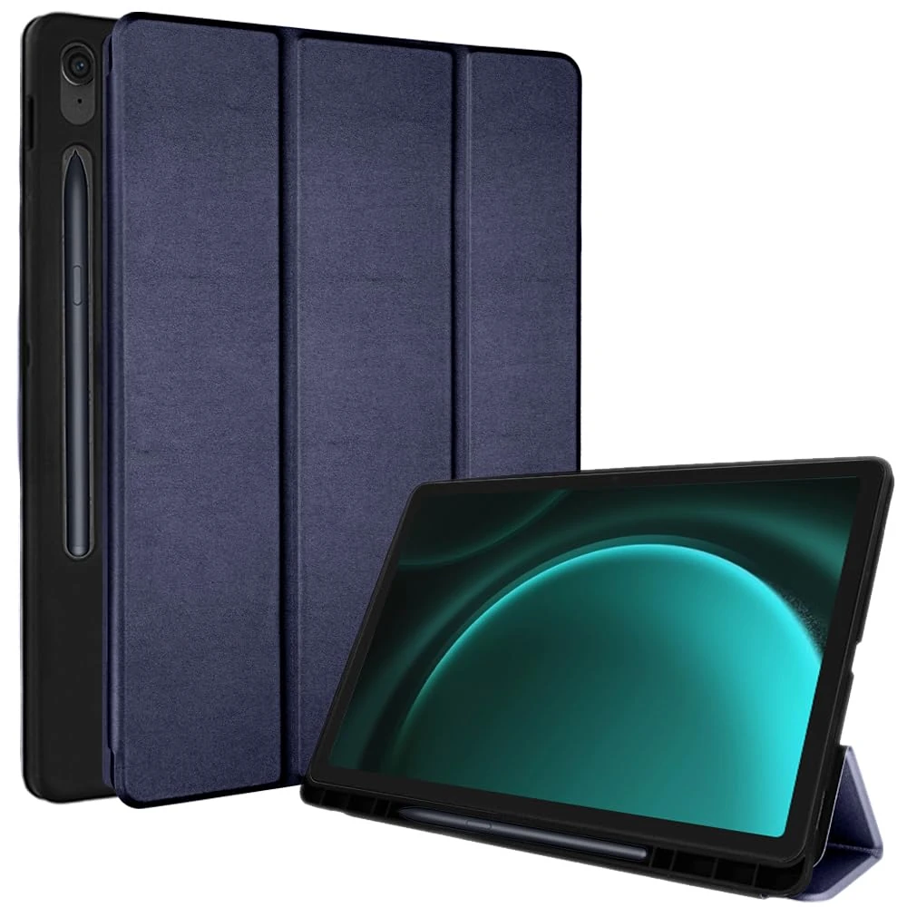 TECHGEAR Smart Case for Samsung Galaxy Tab S10 Lite / S10 FE / S9 FE 10.9", S-Pen Holder, Slim Leather Stand Protective Cover [Auto Wake/Sleep] Soft TPU (SM-X400/X406/X520/X526/X510/X516) - Blue