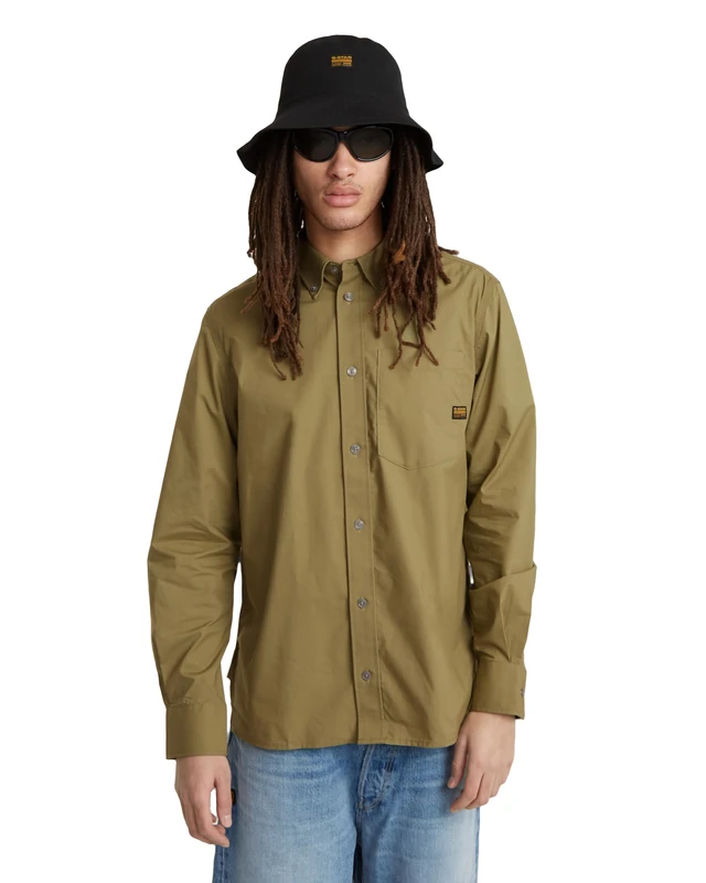 G-Star Men's One Pocket Regular Shirt, Green (smoke olive D24292-D308-B212), M
