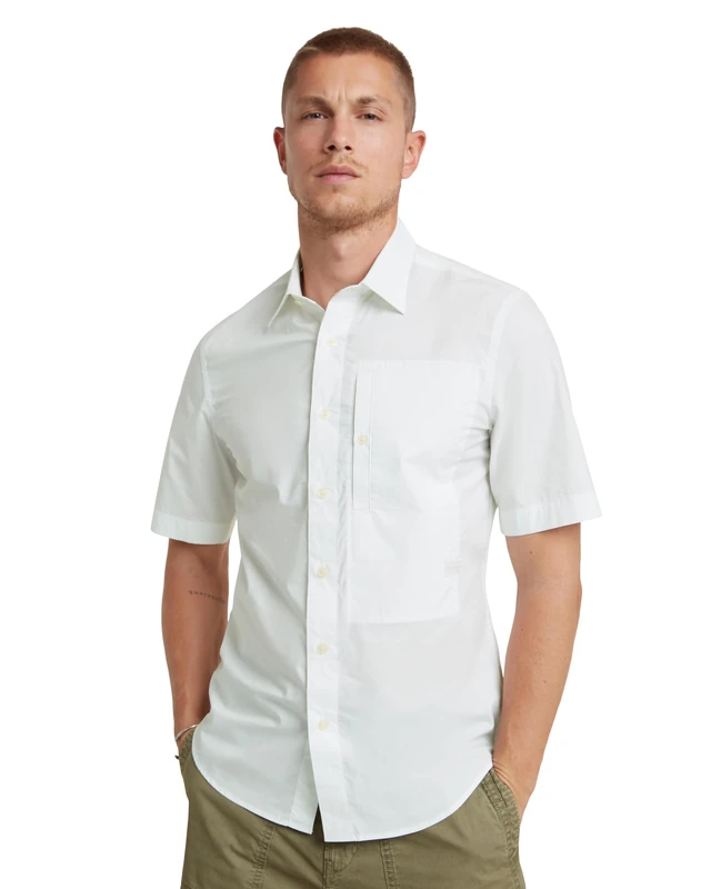 G-Star Men's G4A Slim Shirt , White (white D24306-4481-110), L