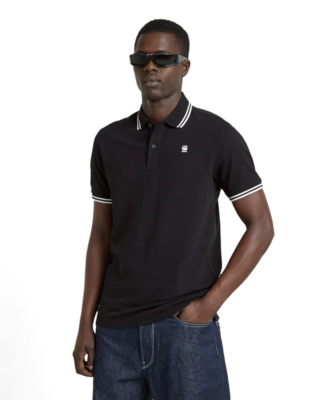 G-STAR Men's Dunda Slim Stripe Polo, Black (dk black D17127-5864-6484), M
