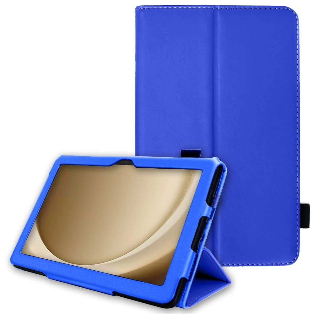 TECHGEAR Leather Case for Samsung Galaxy Tab A9 Plus 11" (SM-X210 / SM-X215) Premium PU Leather Slim Folio Stand Smart Case Cover with Hand Strap, Auto Sleep/Wake [Blue]