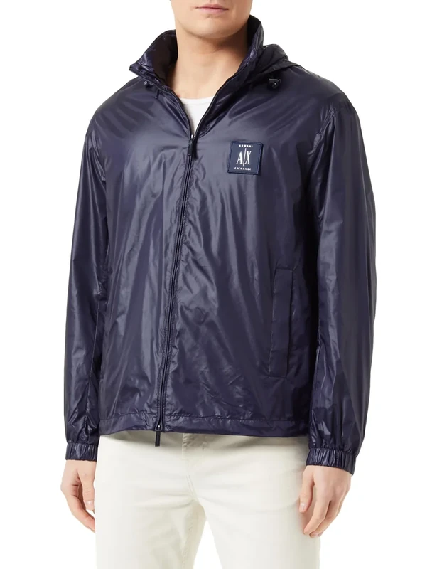 Armani Exchange Men's Icon Project, Sustainable, Full Zip Jacket, deep Navy, XS