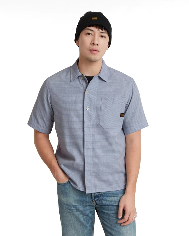 G-Star Men's Workwear Resort Shirt , Multicolor (faze blue rainbow stripe D24299-D533-G300), L