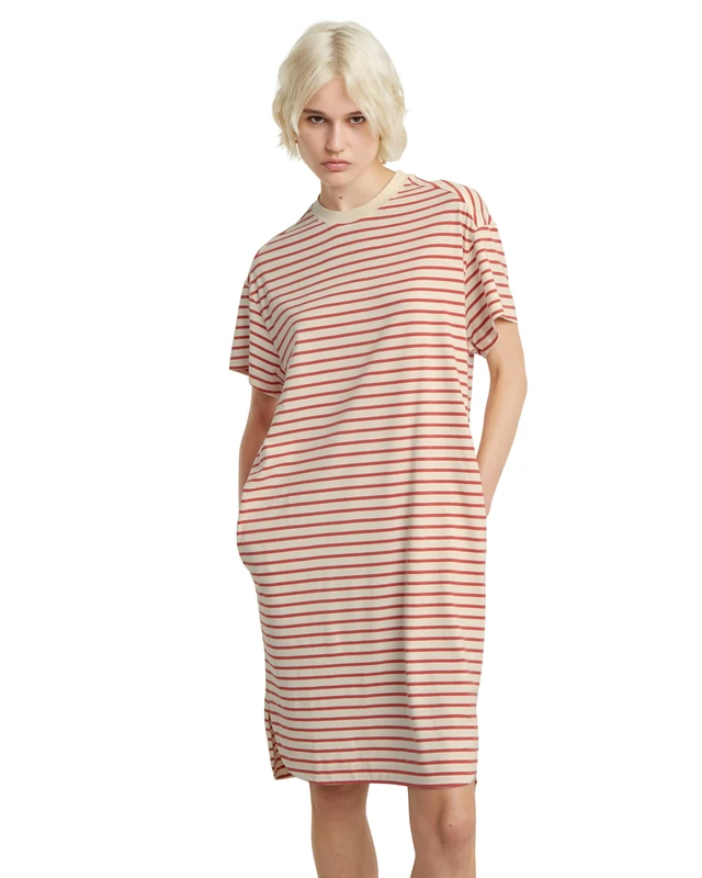 G-Star Women's Printed Loose T-Shirt Dress , Multicolor (antique white/finch stripe D24484-C339-G640), XXS