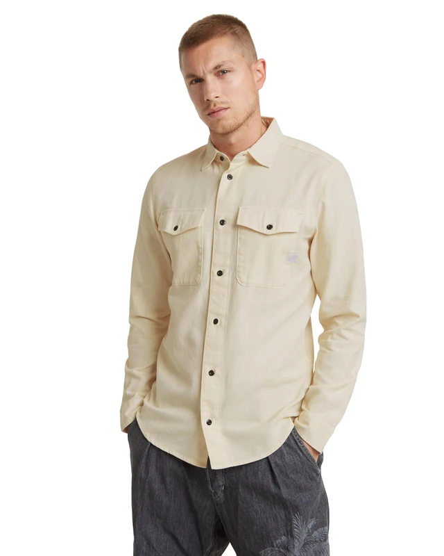G-Star Men's Marine Slim Shirt, Beige/khaki (ecru gd D24963-D454-C487), L