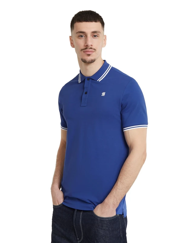 G-Star Men's Dunda Slim Stripe Polo , Blue (radar blue D17127-5864-1474), S