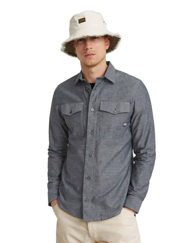 G-Star Men's Marine Slim Shirt, Multicolor (salute/milk D24963-D123-D851), XXL