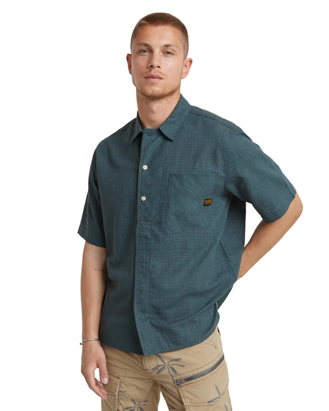 G-Star Men's Workwear Resort Shirt , Multicolor (vintage indigo rainbow stripe D24299-D533-G422), L