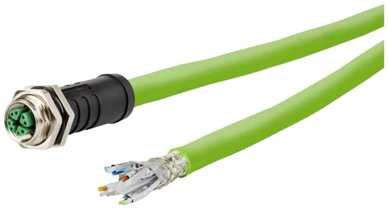 METZ CONNECT 142M7X20010 M12 Network Cable, Patch Cable CAT 6a S/FTP 1.00 m Green PUR Coating, Acid Coating