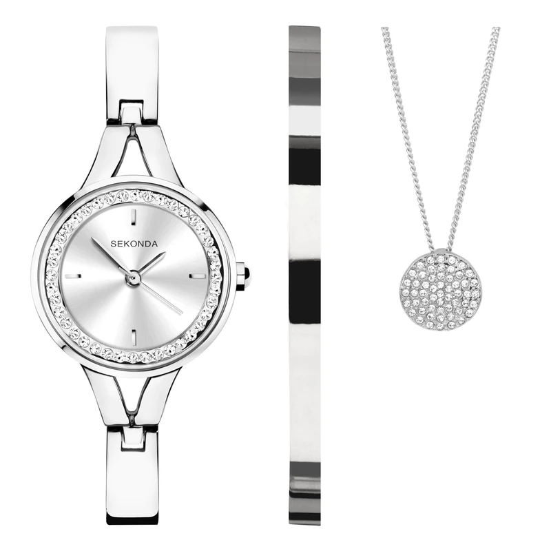 Sekonda Dress Gift Set Ladies 24mm Quartz Watch in Silver with Analogue Display, and Silver Alloy Strap 49018