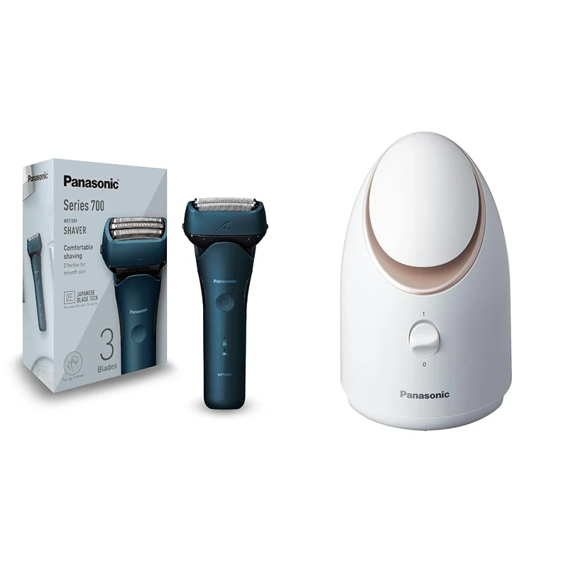 Panasonic ES-ALT4B 3-Blade Wet and Dry Electric Shaver for Men + Panasonic EH-XS01 Facial Steamer with Nanoe Ionic Technology for a Professional at-Home Facial