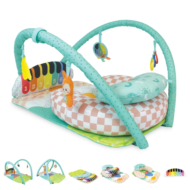 Infantino - Kick 'n Keys 7-in-1 Musical Piano Activity Gym with Seat Positioner - 7 Play Modes - Baby Play mat with Arch - Develop Musical Ear, Sitting Position, Musical Awakening - from 0 Months Old