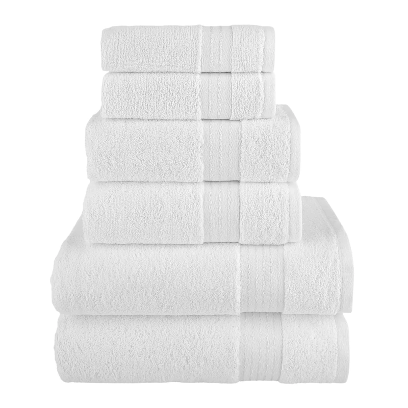 Elegant Comfort Premium Cotton 6-Piece Towel Set, Includes 2 Washcloths, 2 Hand Towels and 2 Bath Towels, 100% Turkish Cotton - Highly Absorbent and Super Soft Towels for Bathroom, White - Image 1