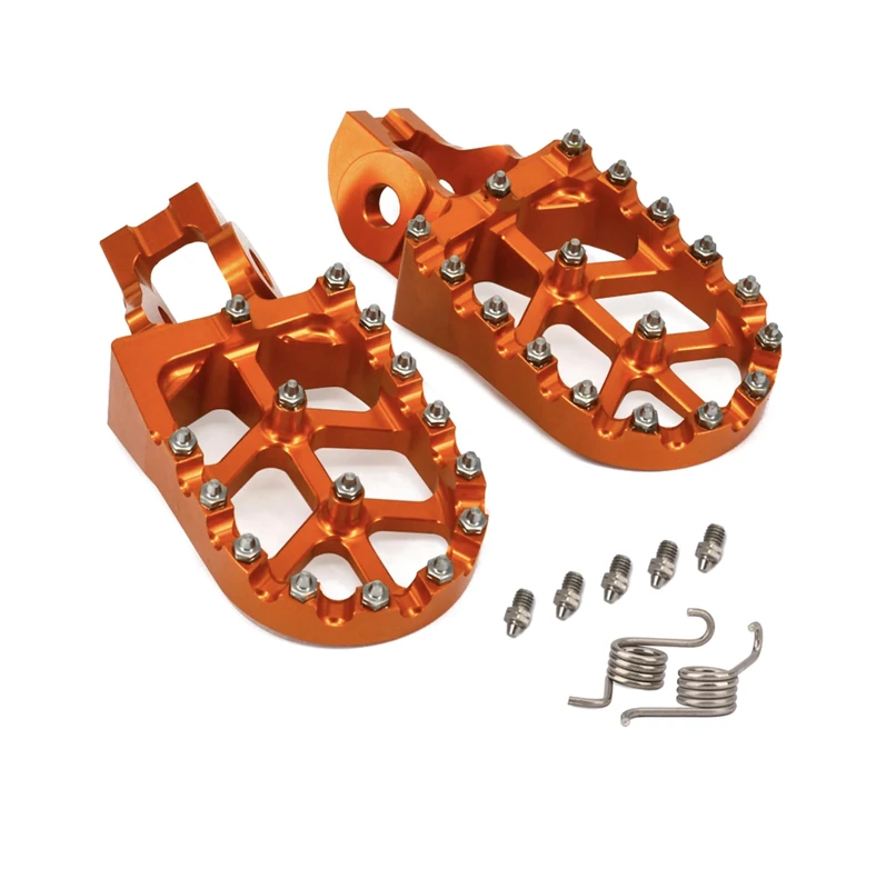 Power Parts 57mm Wide Billet Forged Foot Pegs Footrest Foot Pedals Footpeg Compatible with KTM Husqvarna 85SX 2018-2024 125/150SX 250 350 450 SXF/XCF 2016 125-500 XC/XCF/SX/SXF/EXC/EXCF 17-22 (Orange)
