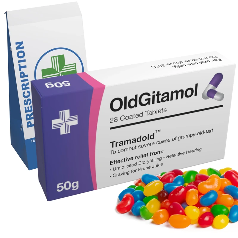 Joke Pill Box With Sweets - Funny Retirement Gifts for Men, 30th 40th 50th 60th 70th Birthday Gifts for Him - Secret Santa for Seniors, Dad, Father, Man, Christmas Xmas Stocking Filler for Boyfriend