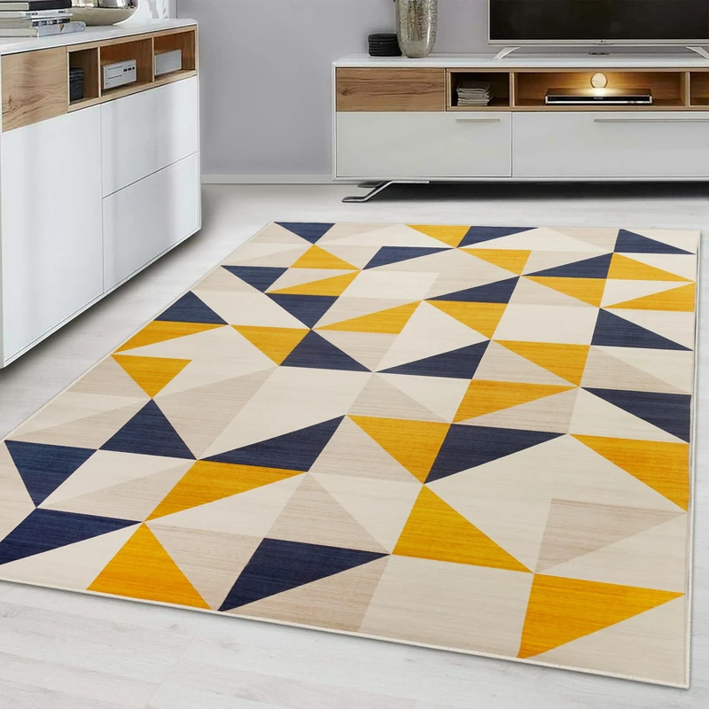 Hafaa Area Rugs for Bedroom - Rugs Living Room Large 160x230 Triangle Pattern Carpet Geometric Style Printed Rug Soft Touch Easy Care Floor Rug (Brio)