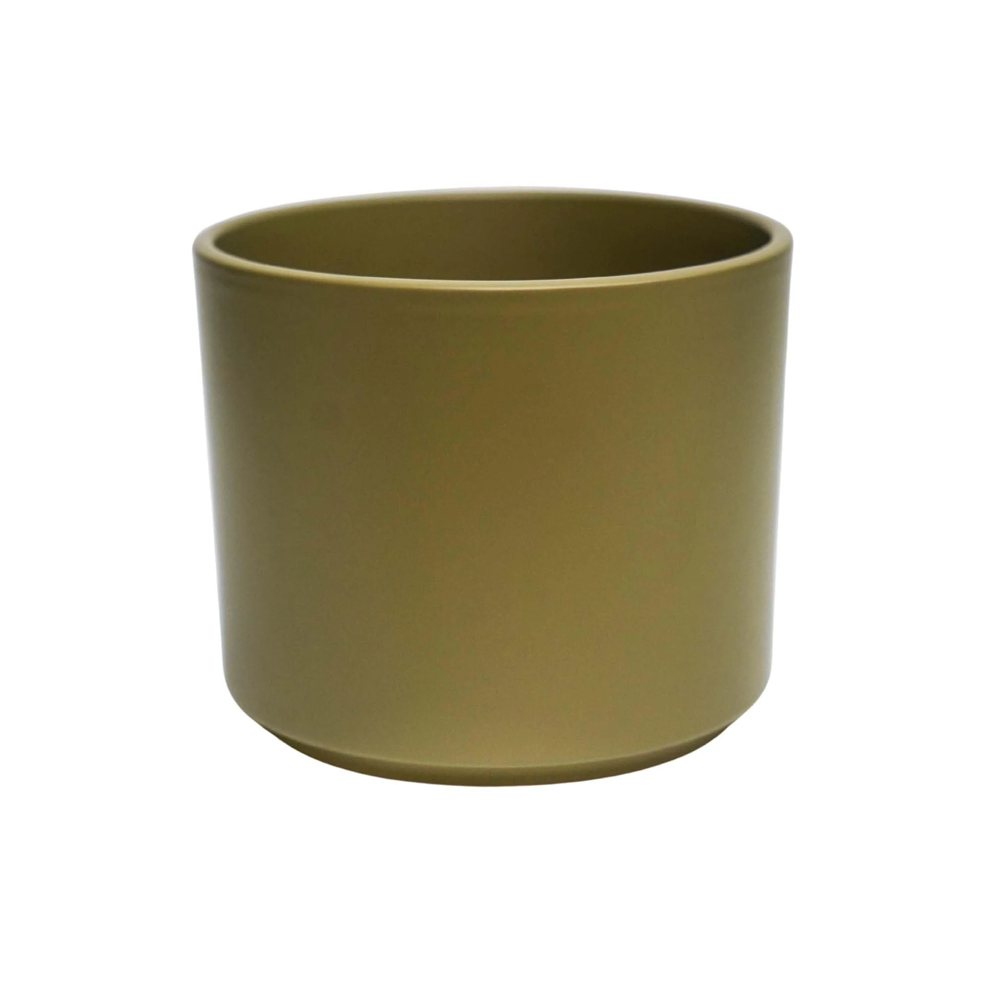 Ivyline Prague Planter in Olive with Waterproof Exterior and Cylindrical Shape - Matte Finished Flower Pot - Modern Home Decoration - H18 x D20 cm