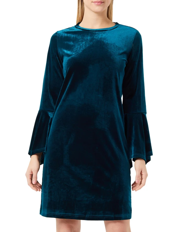 usha Women's Velvet Mini Dress, Petrol, S