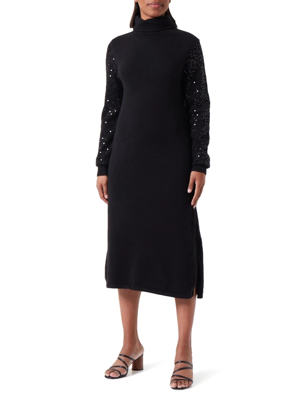 usha BLACK LABEL Women's Knit Dress with Sequins, XS Black