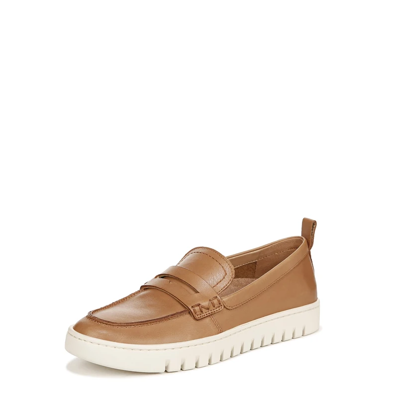 Vionic Womens Uptown Slip-On Loafers, Wide Fit, Camel Brown Leather, UK 4
