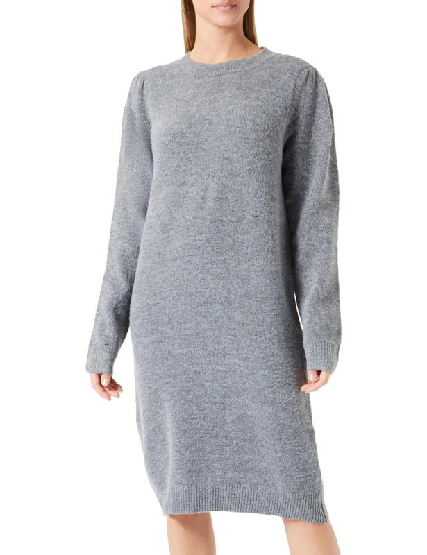 DreiMaster Vintage Women's Knit Dress, Dark Grey Melange, M-L