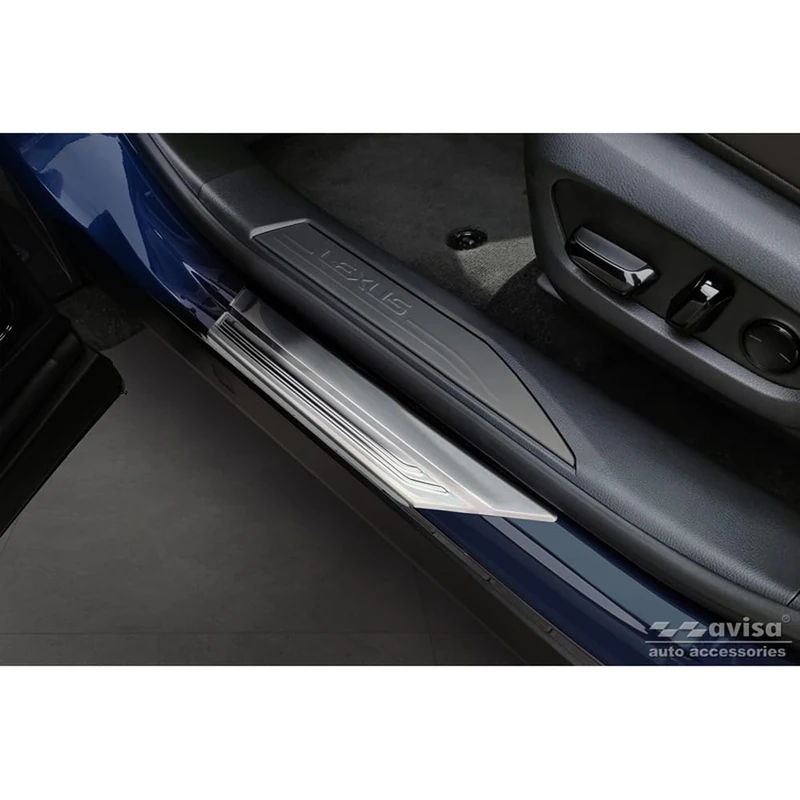 Avisa Stainless Steel Door sill protectors compatible with Lexus RX V 2022- 'Lines' - 4-pieces