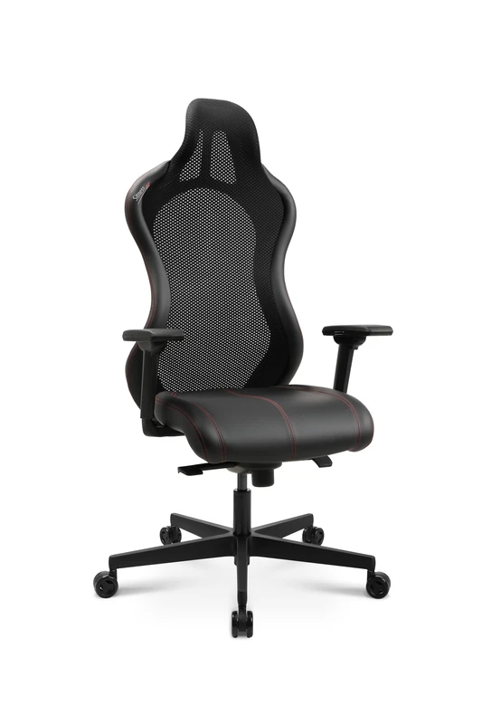 TOPSTAR Gaming Chair, Red/Black Red Stitching, One Size