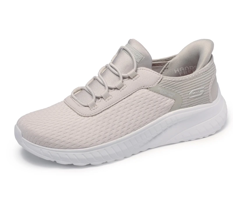 Skechers Women's Hands Free Slip-ins Bobs Squad Chaos-in Color Sneaker, Off-White, 4 UK Wide