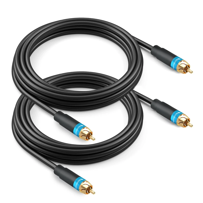 BlueRigger RCA Audio Subwoofer Cable (2M - 2 Pack, Dual Shielded with Gold Plated RCA Connectors) – for Subwoofer, Amplifier, Home Theater