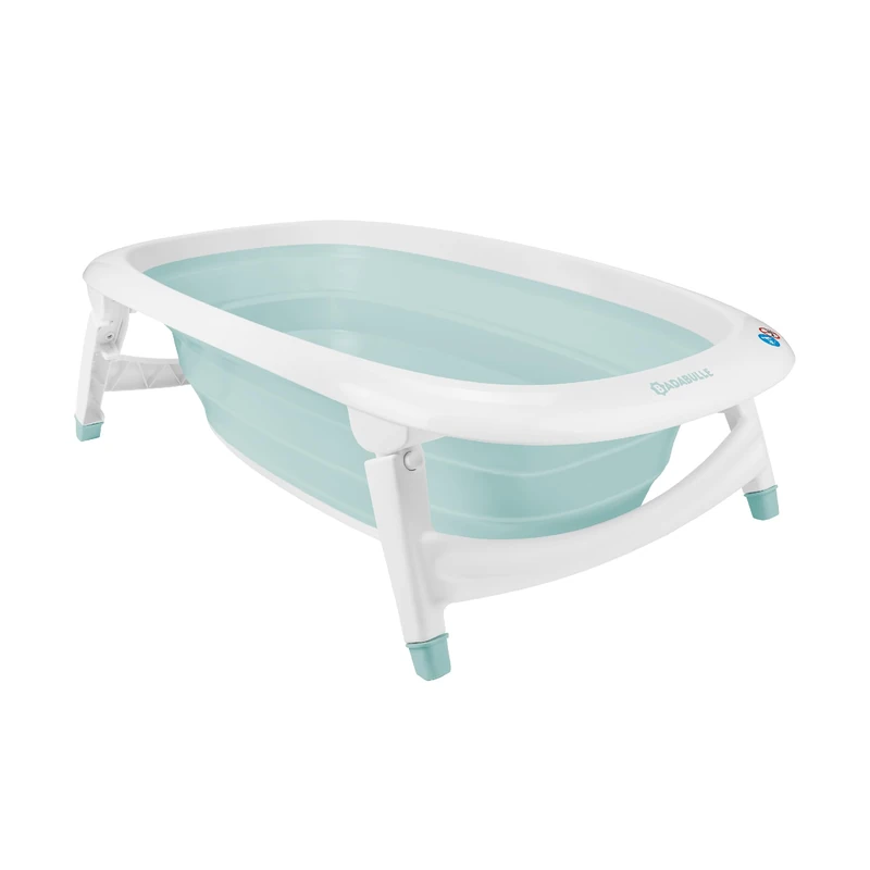 Badabulle Foldable Baby Bath - Ultra compact folding- 35L - Non-slip legs - Drain plug & temperature display - Handle for carrying and drying
