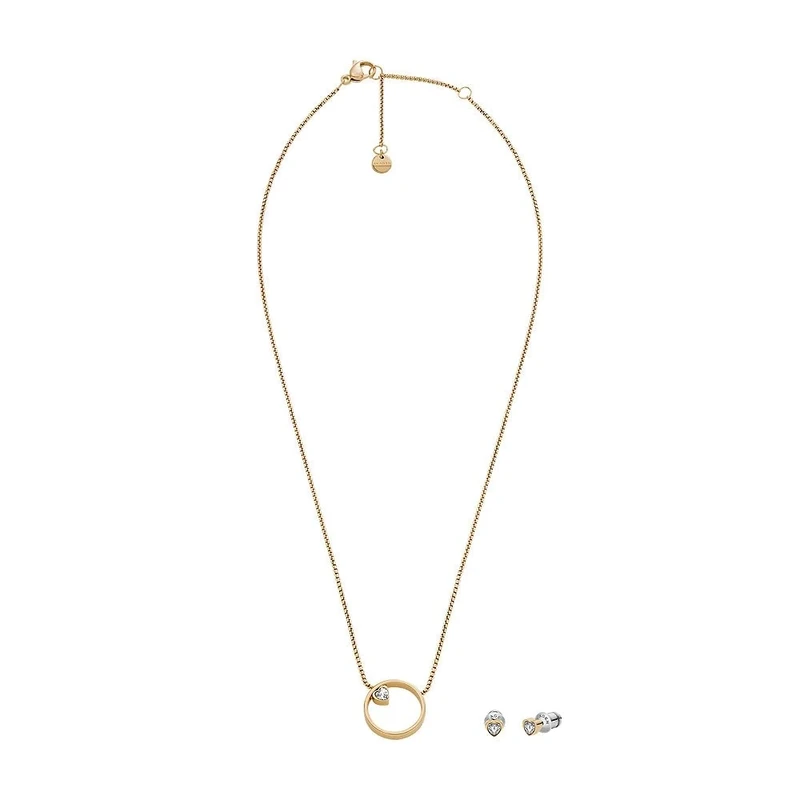 Skagen Women's Stainless Steel or Semi precious with lobster clasp closure Ring Pendant necklace