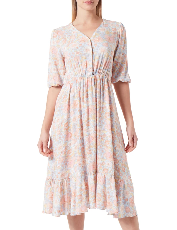 usha Women's midi Dress, Blue Multicoloured, S