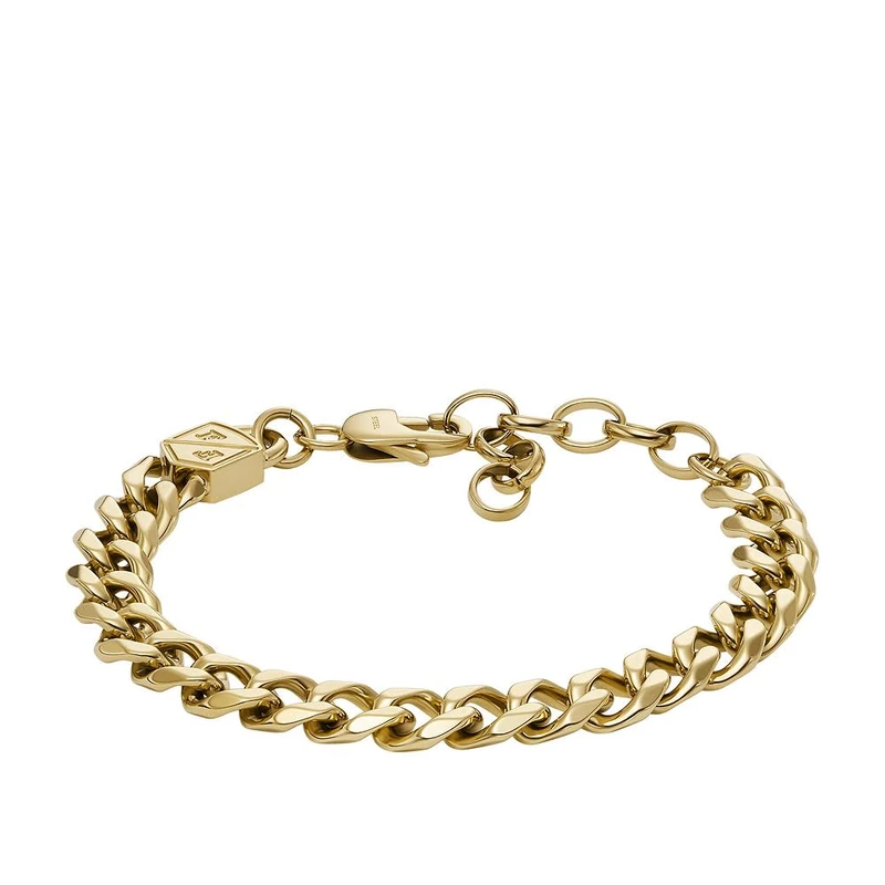 Fossil Men's Bold Chains Gold-Tone Stainless Steel Chain Bracelet, JF04616710