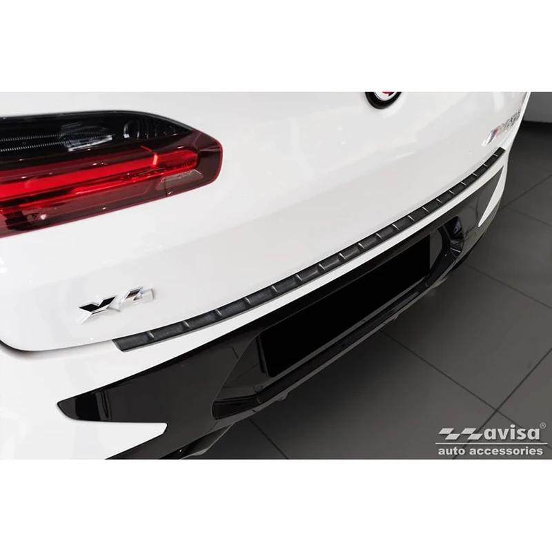 Avisa Black Stainless Steel Rear bumper protector compatible with BMW X4 G02 FL 2021- with M-Pakage 'Ribs'