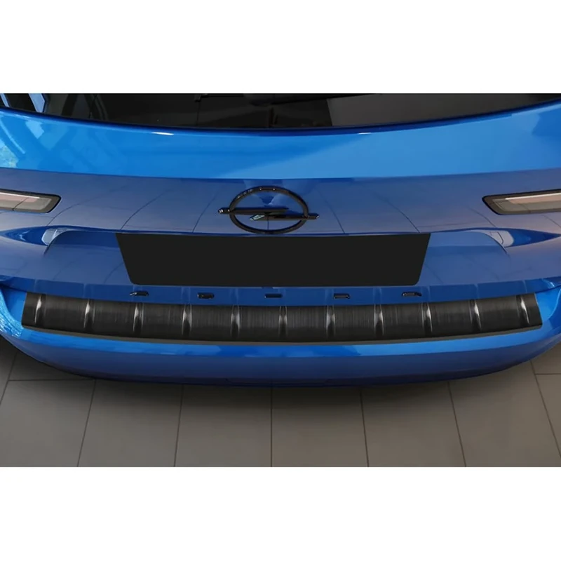 Avisa Black Stainless Steel Rear bumper protector compatible with Opel Astra L Sportstourer 2022- 'Ribs'