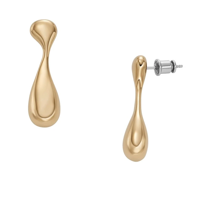 Skagen Women's Gold tone Stainless Steel or Semi- Precious with post closure Earrings, Gold Tone