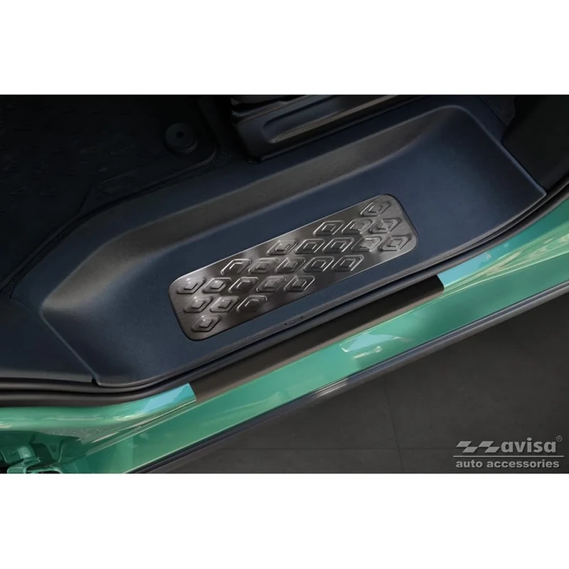 Avisa Black Inox door sill protectors compatible with Volkswagen ID.Buzz 2022-2-pieces