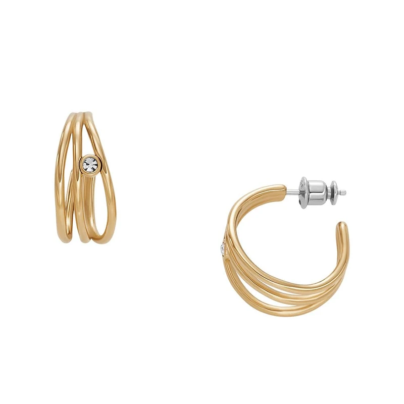 Skagen Women's Gold tone Stainless Steel or Semi- Precious with post closure Earrings, Light Gold