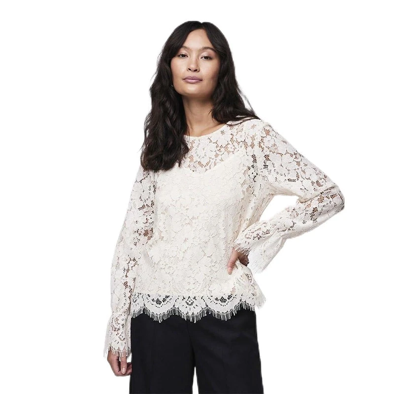 Y.A.S Yasperla Ls Lace Top S. Noos, Grey (Whitecap Gray), M