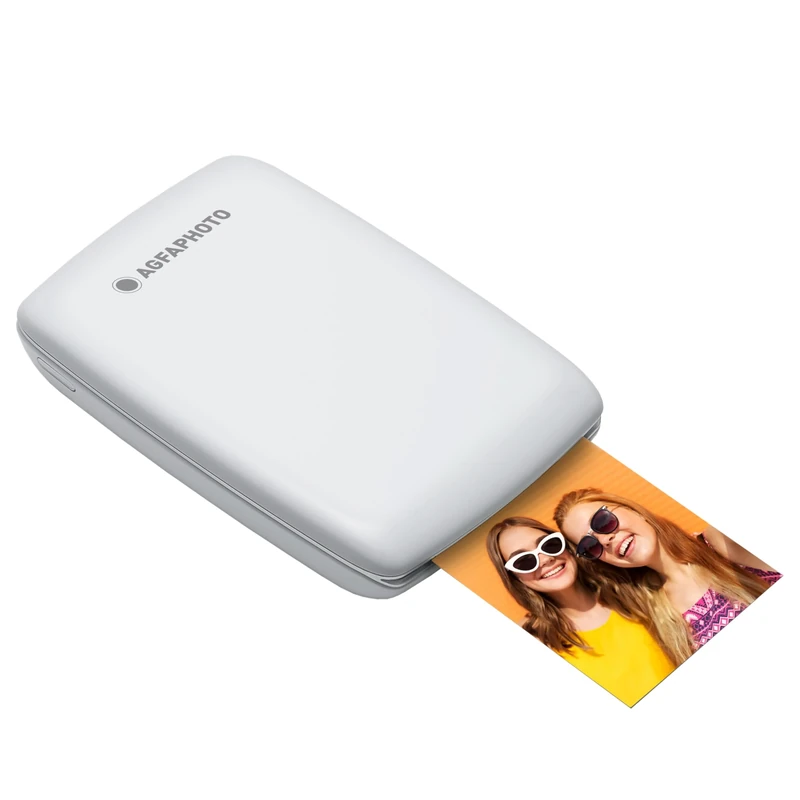 AGFA PHOTO Mini P.2 - Imprimante Portable Zink pour Photos Instantanées, Format 5x7,6 cm, Connexion Bluetooth, Compatible iOS/Android, 10 Feuilles Zink Incluses - Blanc - Image 1