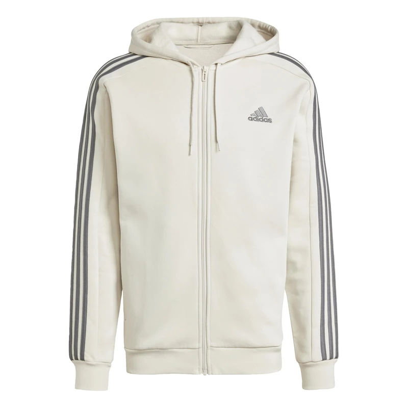 adidas Men's Essentials French Terry 3-Stripes Full-Zip Hoodie, alumina, XXS Short