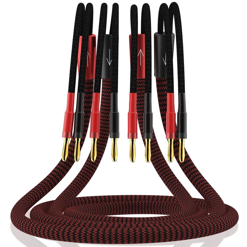 YuanYong 13 AWG Speaker Cable, Banana Plug, High-End Power Cable, Hi-Fi Power Cable, Braided Shielded Copper, OFC Speaker Cable with Magnetic Rings for Audio, Home Cinema (Pair) (3 m / 9.9 ft)