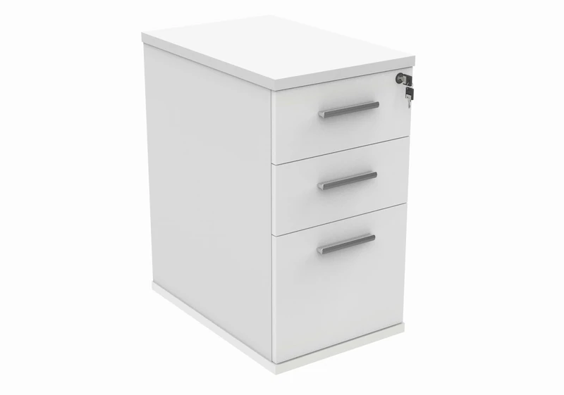 Office Hippo Essentials Heavy Duty Storage Pedestal Unit, File Cabinet Featuring 3 Lockable Drawers, Suitable For Commercial Office, Home And Classroom, Arctic White, 60D x 40.4W x 73Hcm