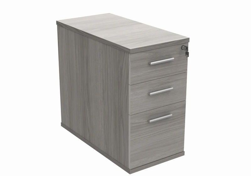 Office Hippo Essentials Heavy Duty Storage Pedestal Unit, File Cabinet Featuring 3 Lockable Drawers, Suitable For Commercial Office, Home And Classroom, Alaskan Grey Oak, 80D x 40.4W x 73Hcm